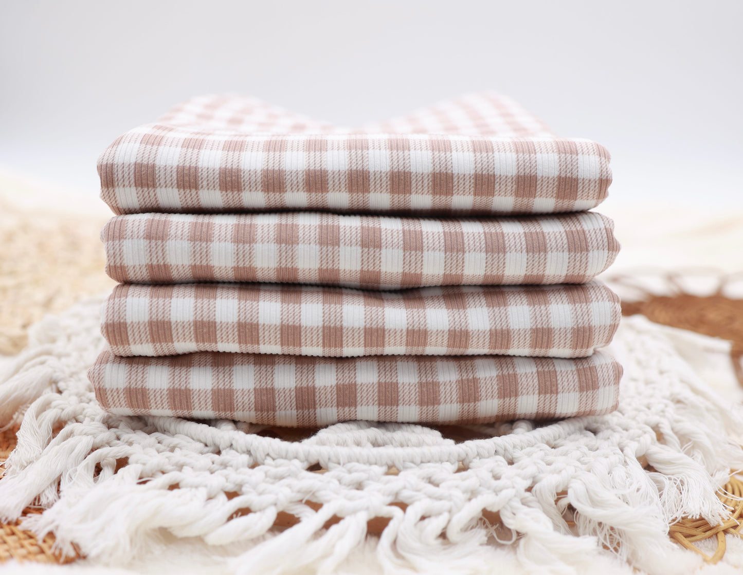 (Rib) Gingham Plaid Taupe