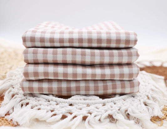 (Rib) Gingham Plaid Taupe