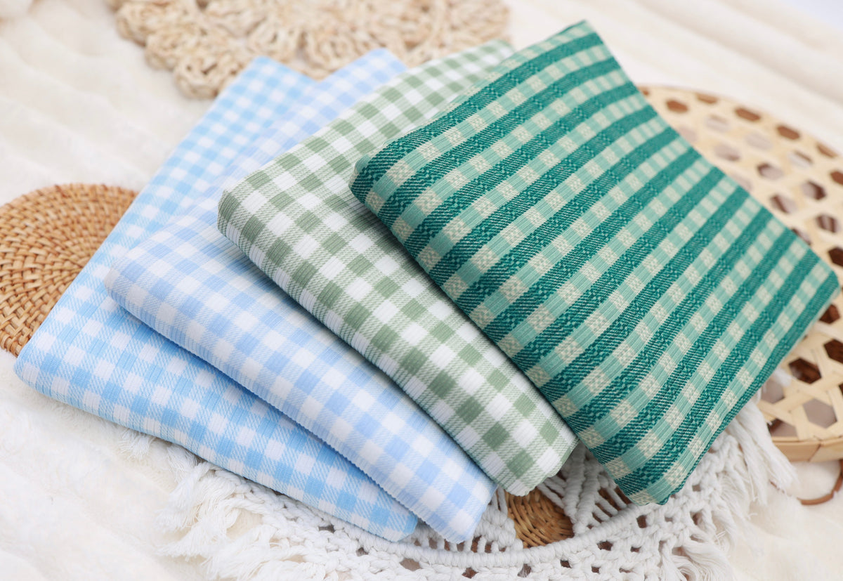 (Rib) Gingham Plaid Baby Blue