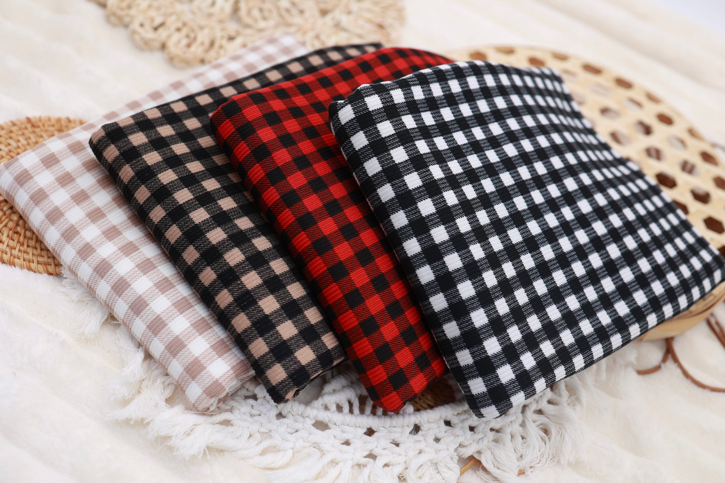 (Rib) Gingham Plaid Taupe