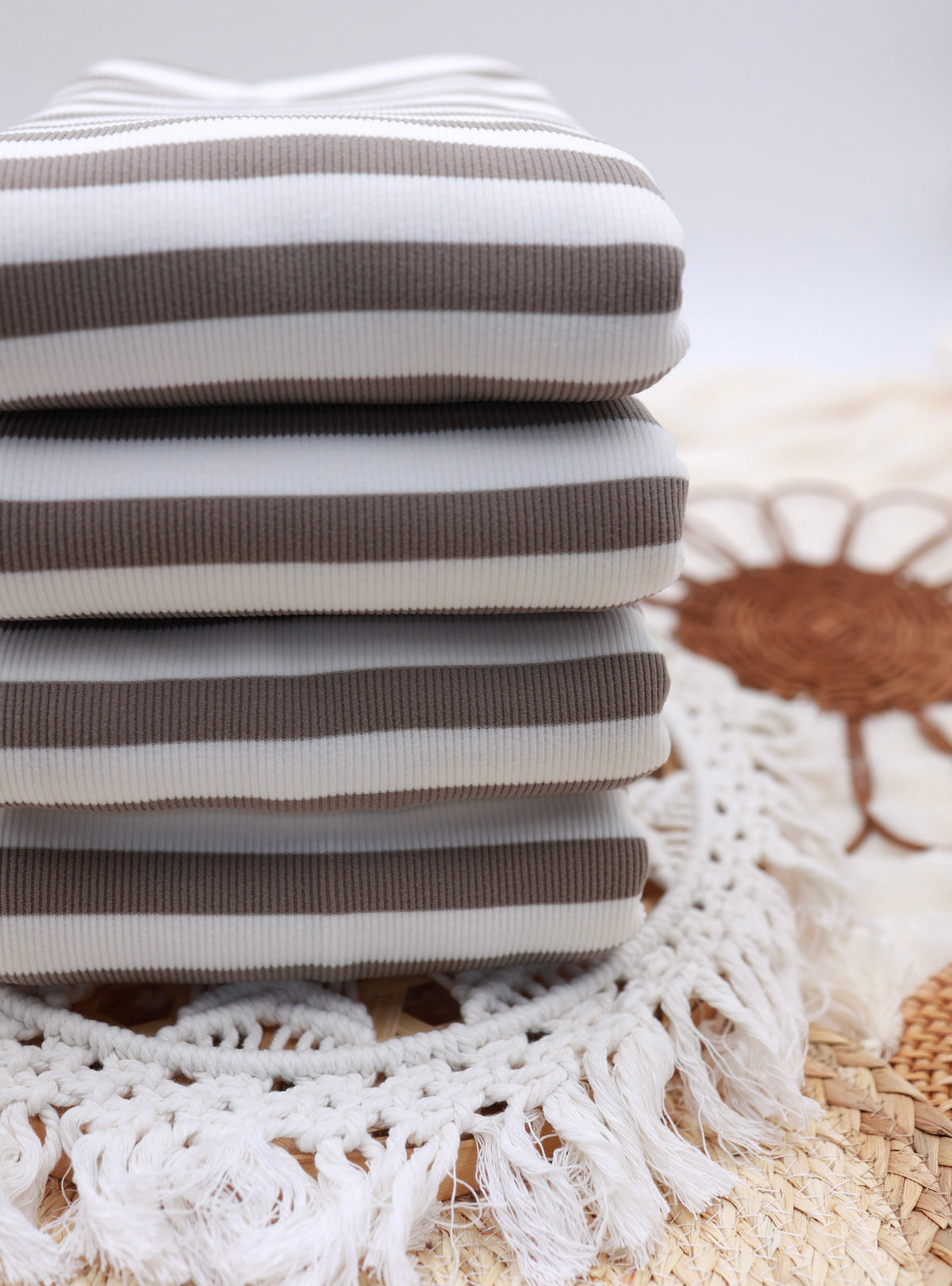 (Rib Fleece) Stripes CoCo & White