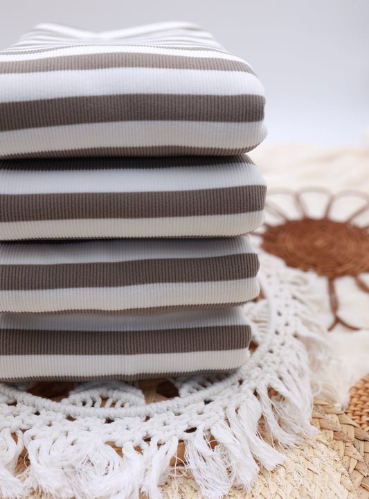 (Rib Fleece) Stripes CoCo & White
