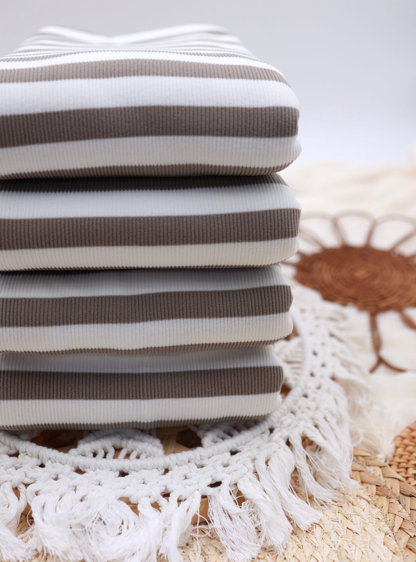 (Rib Fleece) Stripes CoCo & White