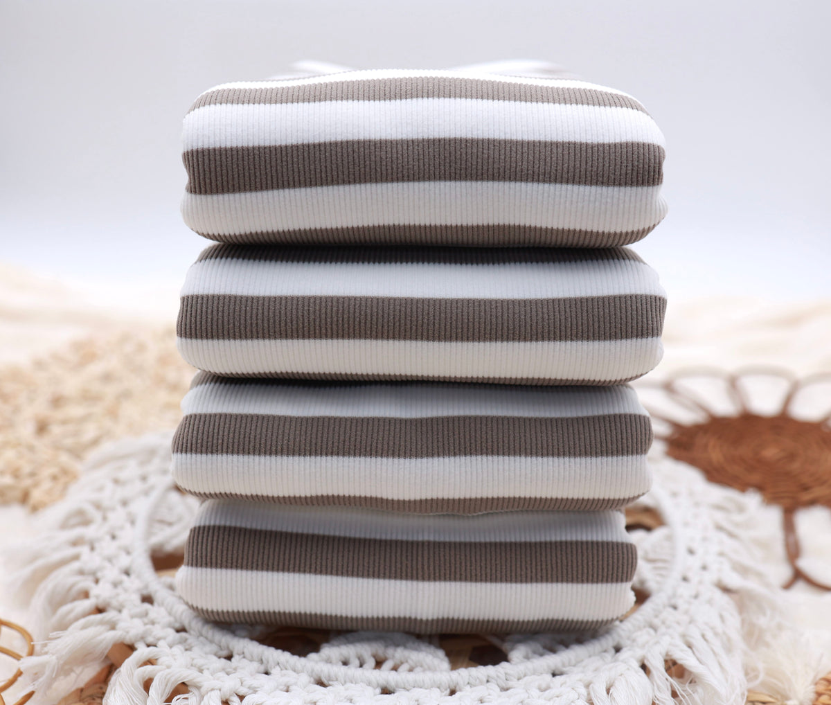 (Rib Fleece) Stripes CoCo & White