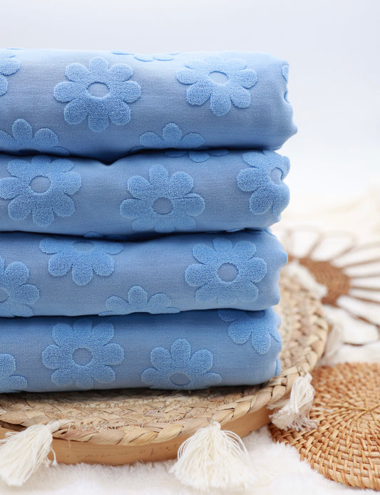 Daisy Floral Knit Blue Lt