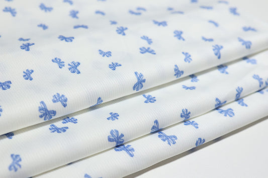(Rib) Blue Bows On Ivory