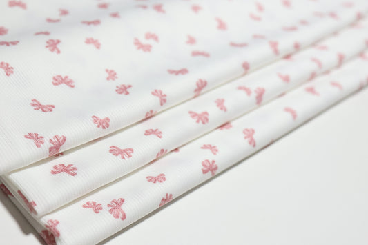 (Rib) Pink Bows On Ivory