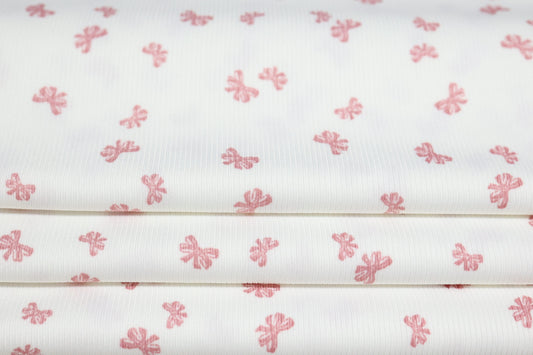 (Rib) Pink Bows On Ivory