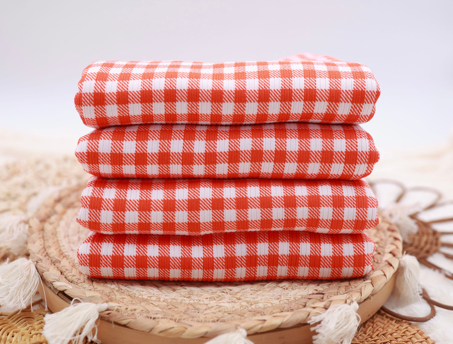 (Rib) Gingham Plaid Orange