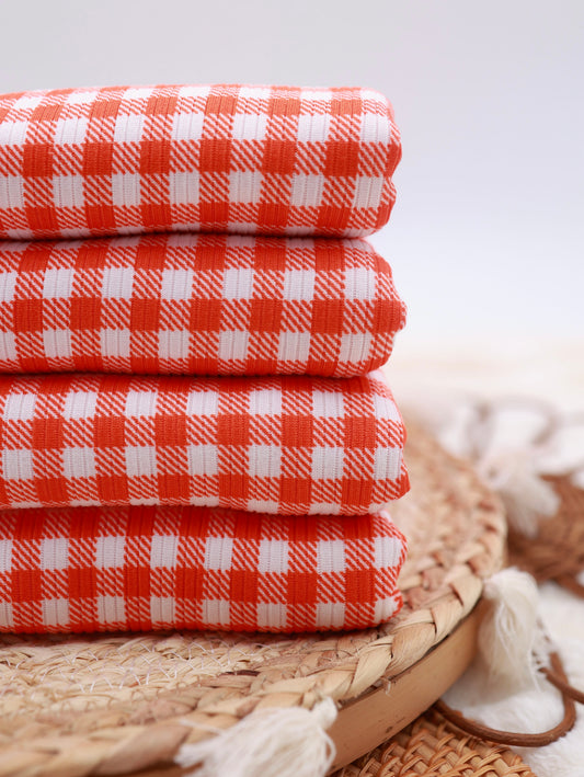 (Rib) Gingham Plaid Orange