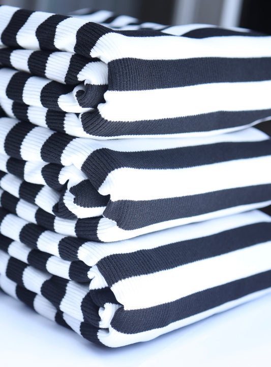 (Rib Fleece) Stripes Black & White