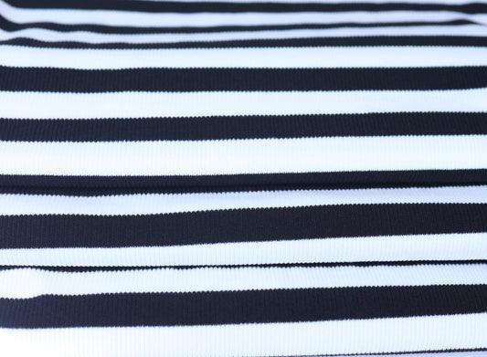 (Rib Fleece) Stripes Black & White