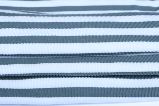(Rib Fleece) Stripes Green & White
