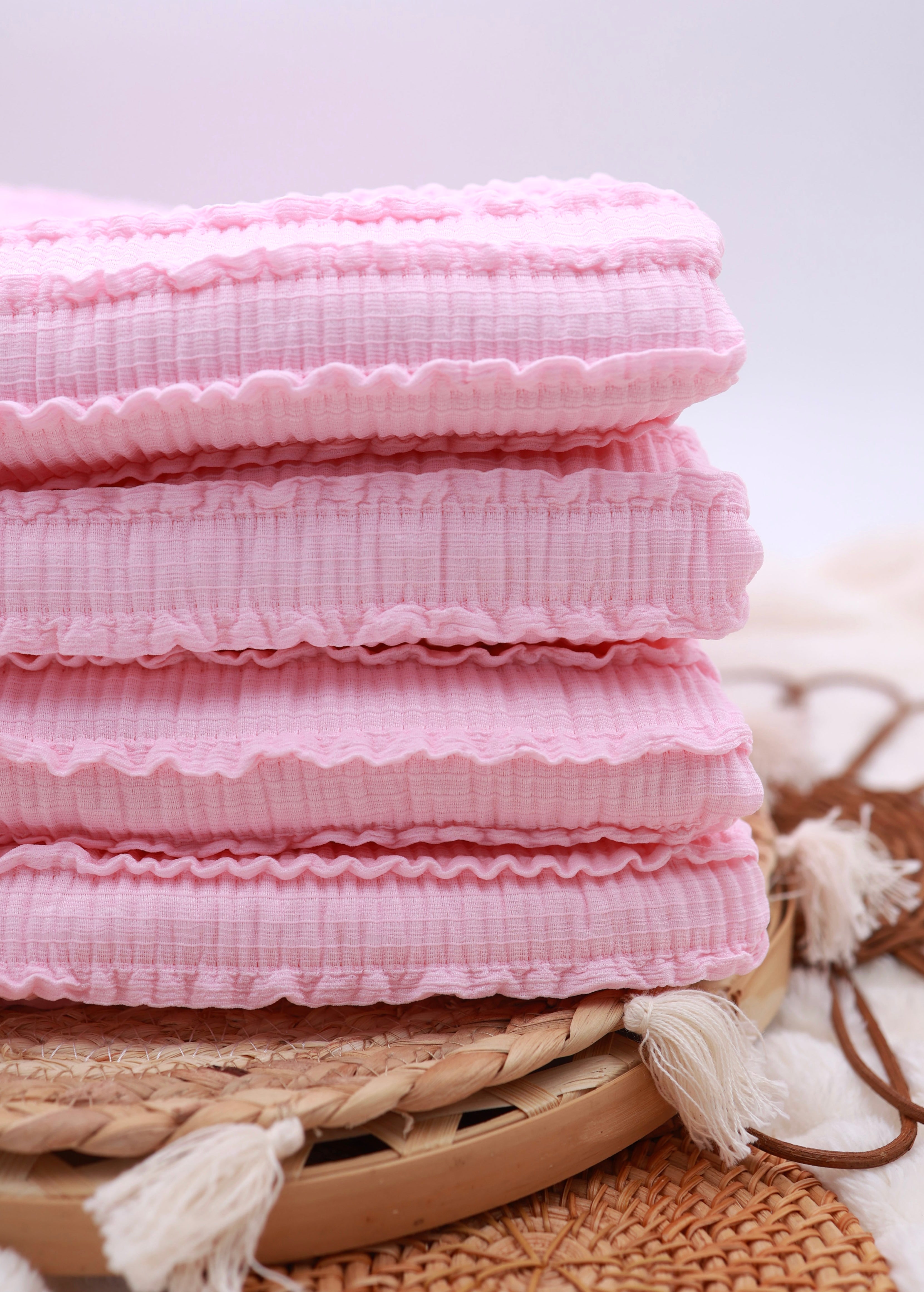 Knit Ruffle Lace (Pink) – Graceful Fabrics