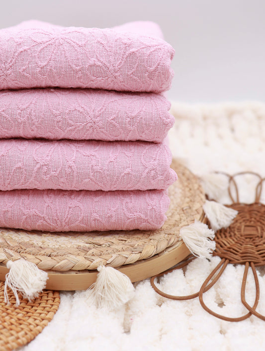 Pink Textured Flowers On Knit