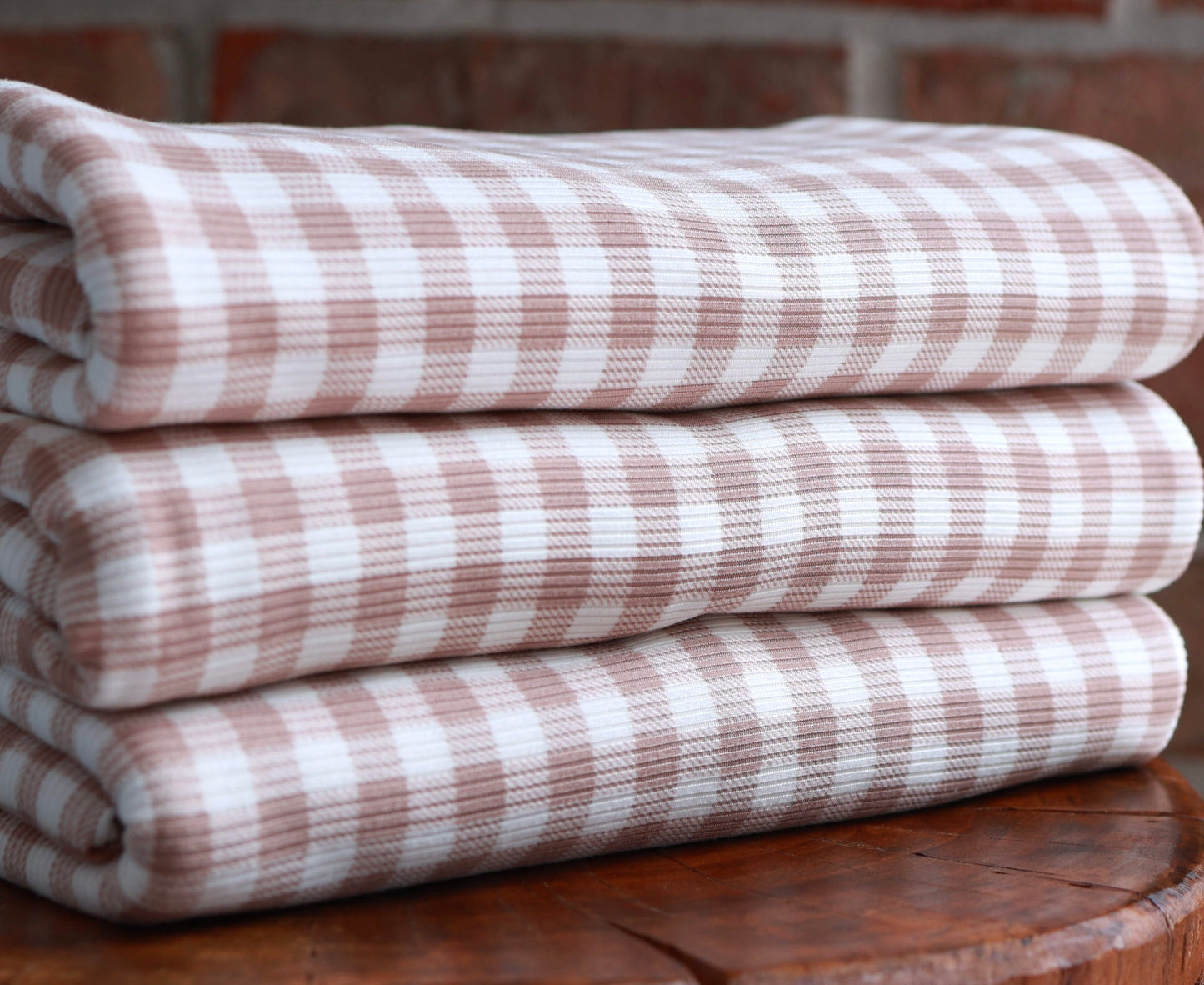 (Rib) Gingham Plaid Taupe