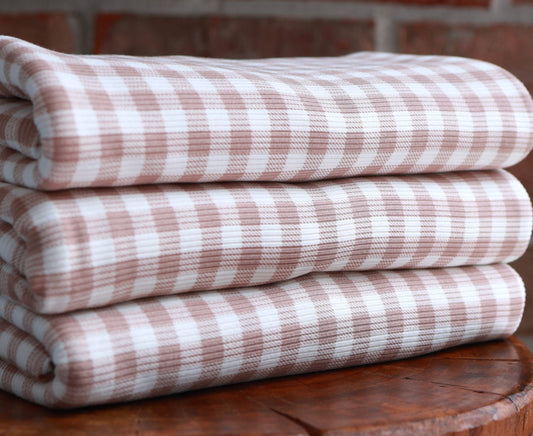 (Rib) Gingham Plaid Taupe