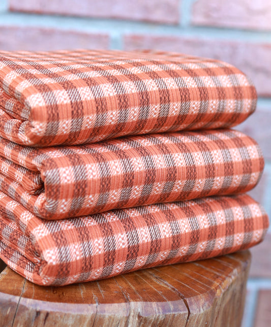 (Rib) Gingham Plaid Brown/Rust