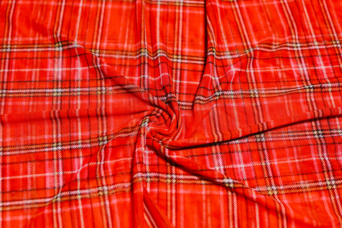 (Knit Mesh) Orange Plaid
