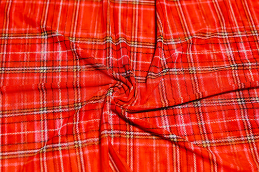 (Knit Mesh) Orange Plaid