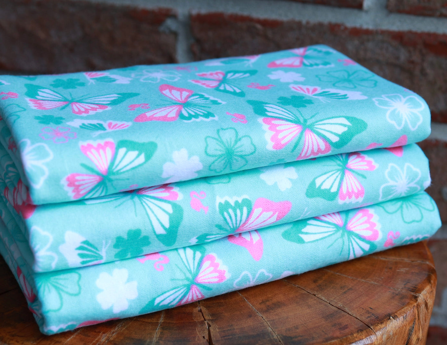 (Cotton Flannel) Barbie Butterflies On Blue