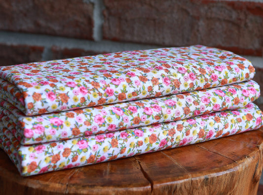 (Cotton) Pink Ditsy Florals On Cotton Lawn