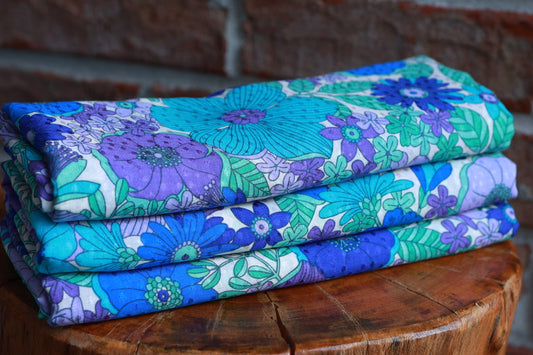 (Rayon) Retro Floral Purple/Teal