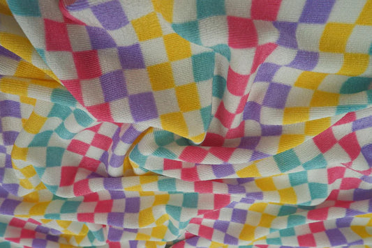 (Slinky Rib) Multi Color Checkered White