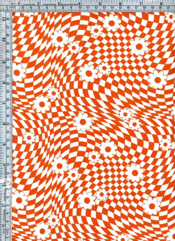 (DBP) Retro Checkered W/ Flower Orange