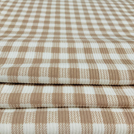 (Rib) Gingham Plaid Taupe