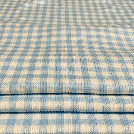 (Rib) Gingham Plaid Baby Blue