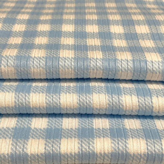 (Rib) Gingham Plaid Baby Blue