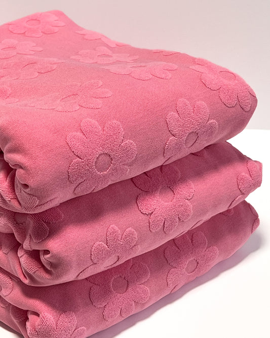 (Towel) Flower PINK LT KNIT