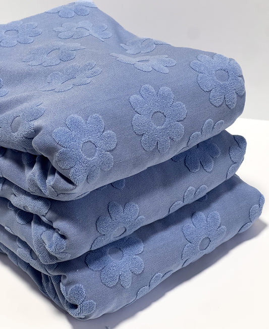(Towel) Flower BLUE LT KNIT