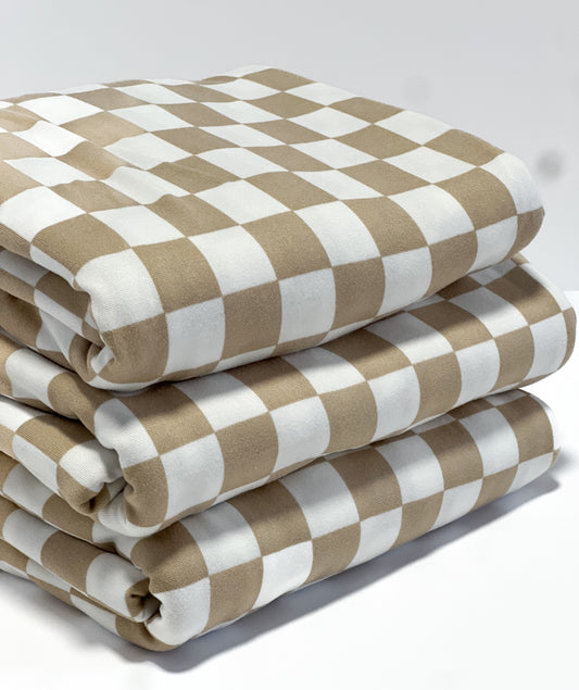 (DBP) Checkered Taupe & White