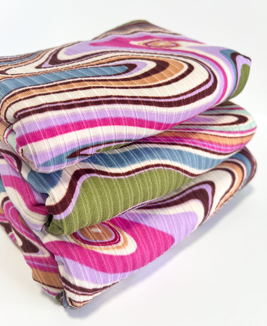 (Rib) Multi Print Marble Magenta