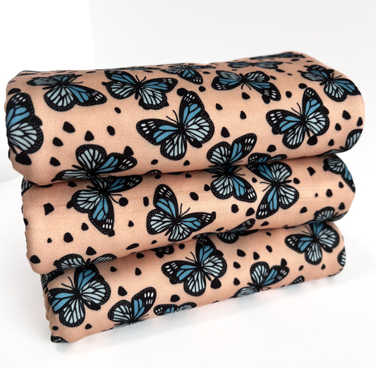 (DBP) Turquoise Butterflies on Light Peach
