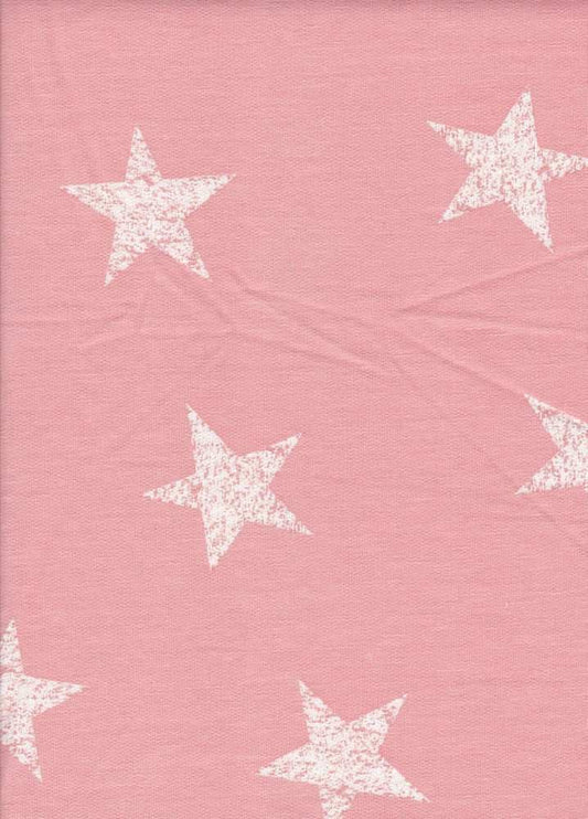 FRENCH TERRY DISTRESSED STAR PRINT Pink/White