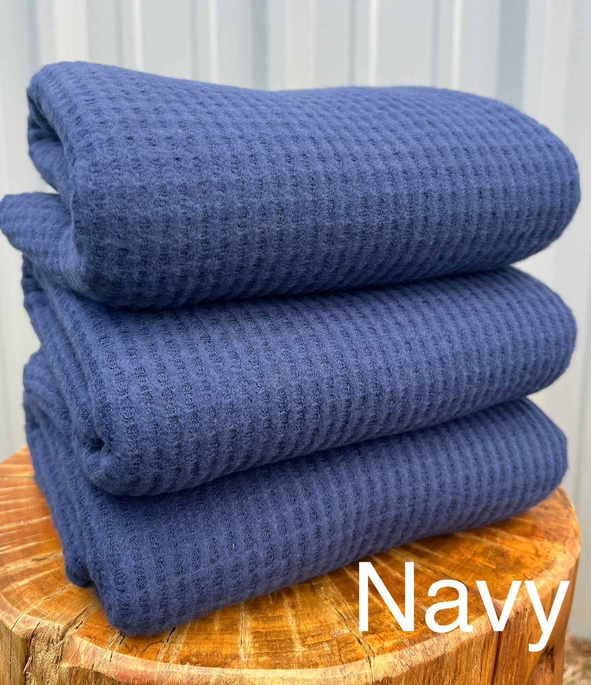 (Brushed Waffle) Solid Navy