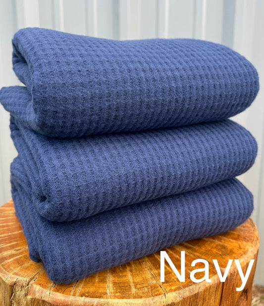 (Brushed Waffle) Solid Navy