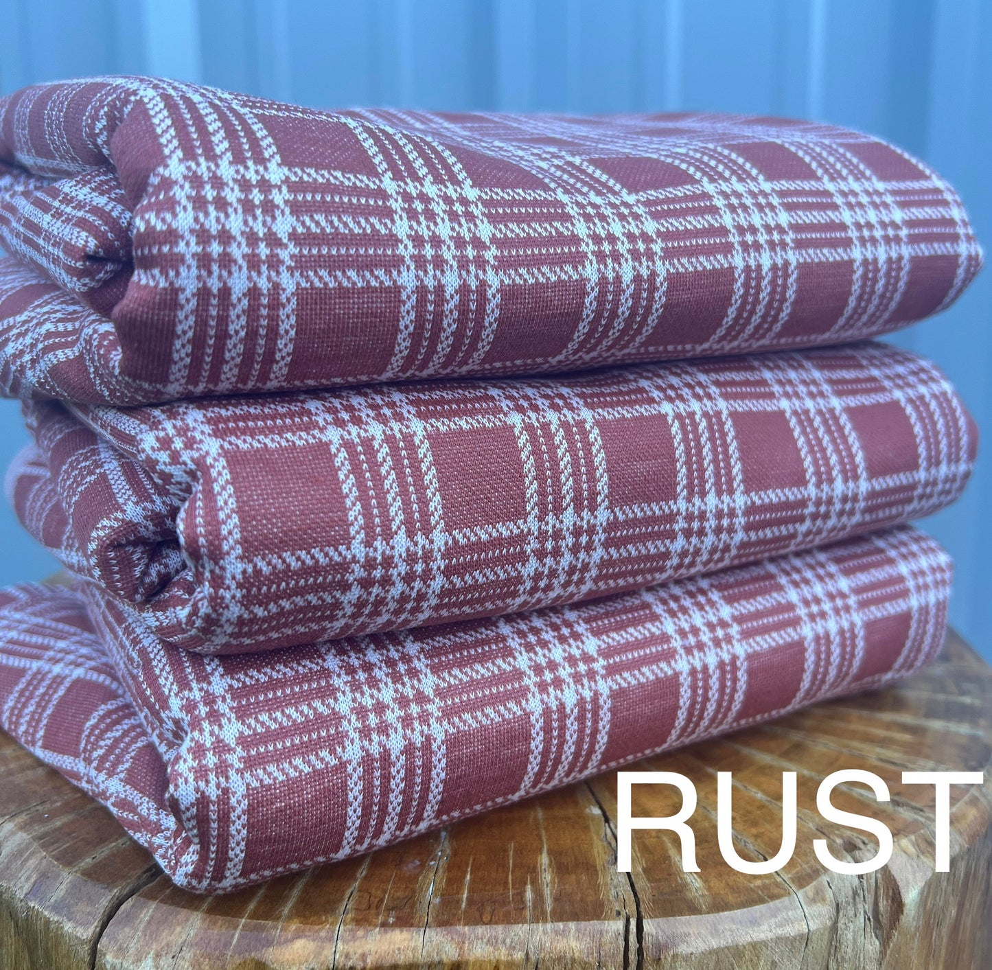 Rust Plaid On Knit Jacquard