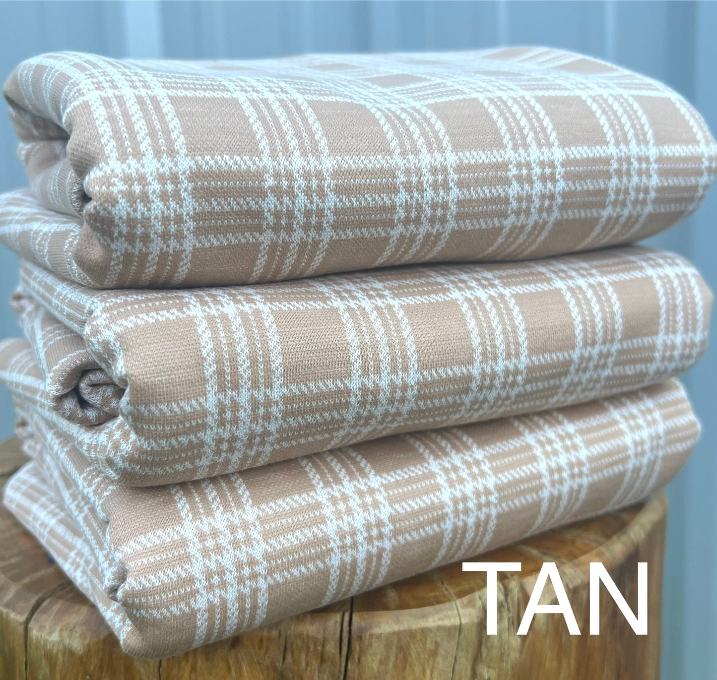 Tan Plaid On Knit Jacquard