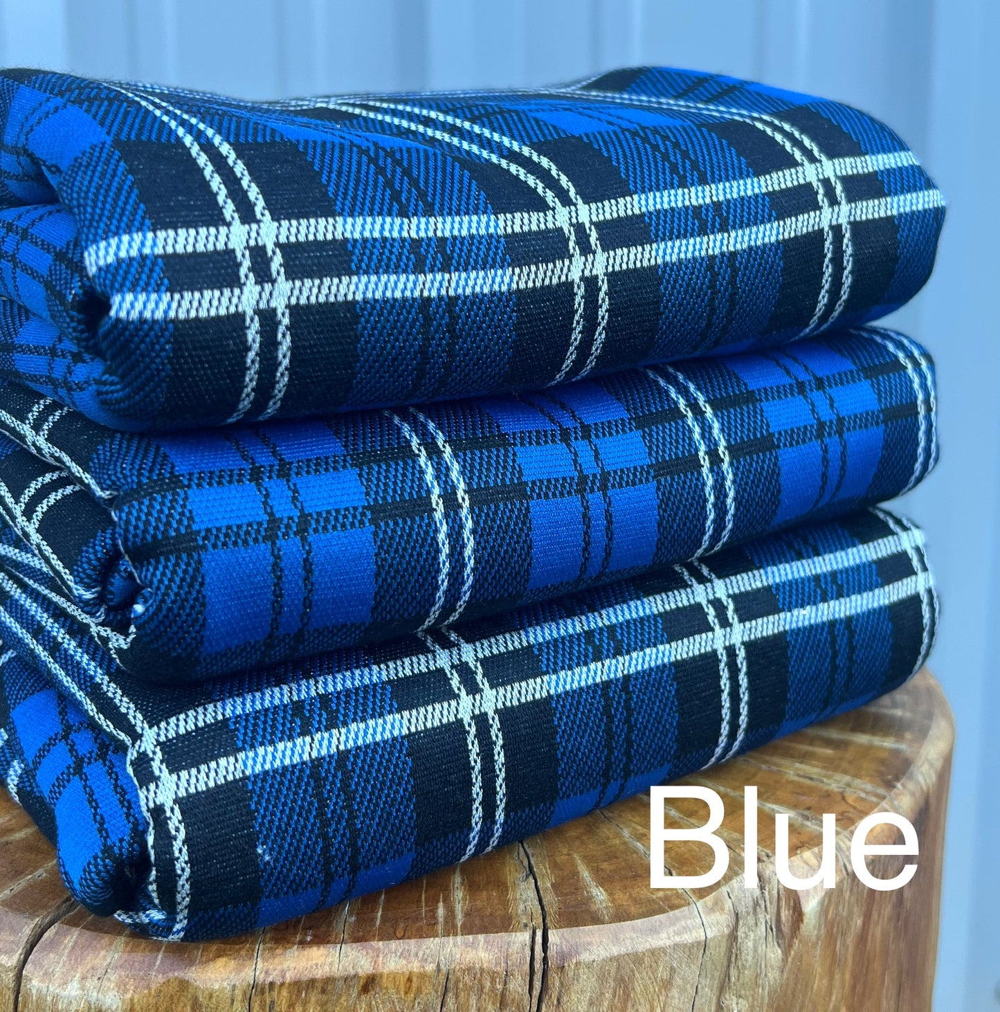 Knit Blue/Black Plaid Jacquard