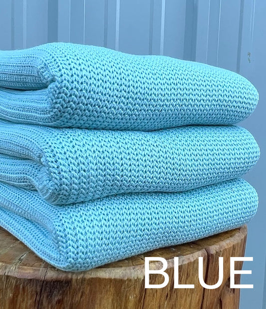 Cable Sweater Knit Solid Blue