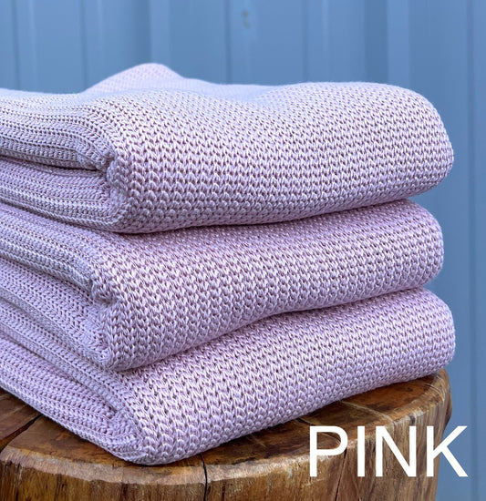 Cable Sweater Knit Solid Pink