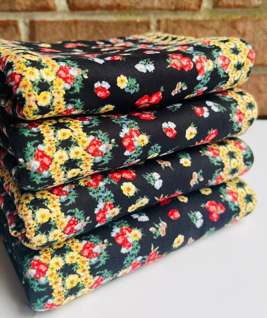 (DBP) Vintage Floral Stripes On Black