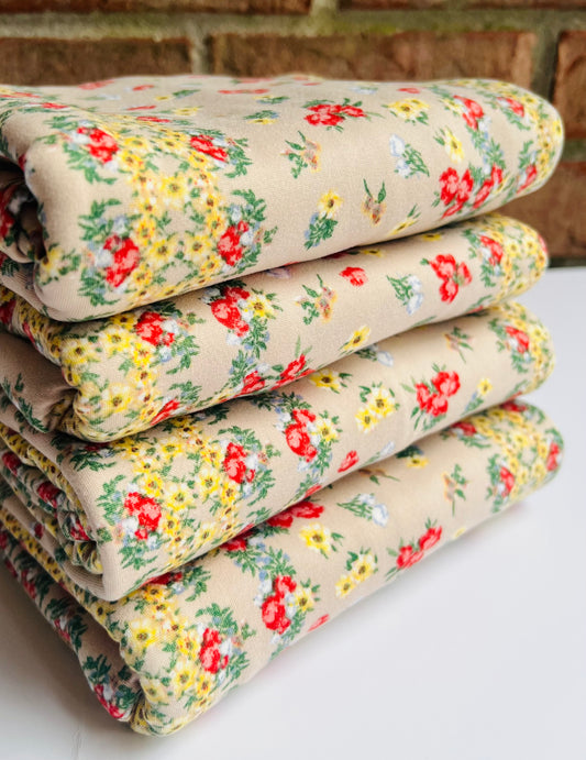 (DBP) Vintage Floral Stripes On Taupe