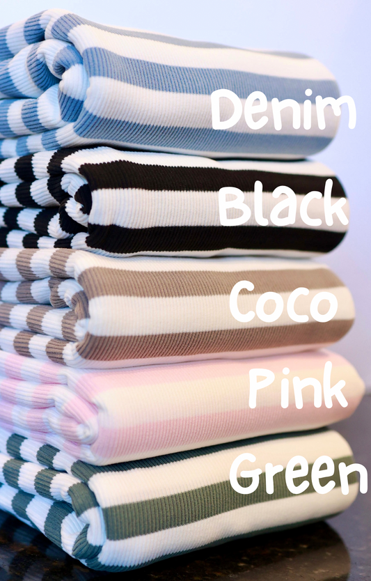 (Rib Fleece) Stripes CoCo & White