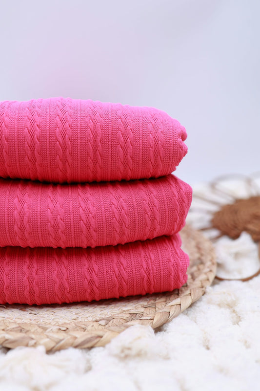 Braided Cable Sweater Knit Pink